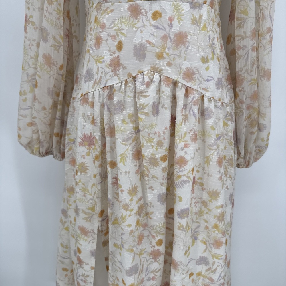 Petite Studio NYC Womens Floral Sheer Sleeve Cottage Dress Size XS Midi NEW - Picture 6 of 16